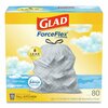 Glad 13 gal Trash Bags, 24 in x 27.38 in, Extra Heavy-Duty, .60 Mil, White, 80 PK 78899BX